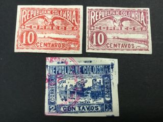 Old Stamps Colombia X 3