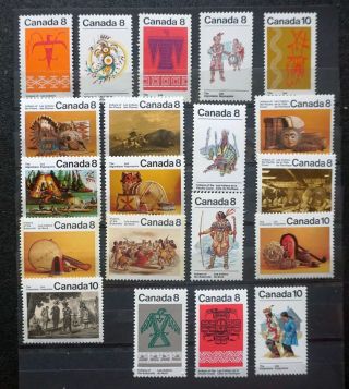 Canada Sc 562 - 581 Complete Set Of 20 Indians Of Canada 1972 - 1976 Mnh