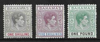 Bahamas 1938 - 1952 Lh Set Of 3 Key Values Sg 155 - 157 Unchecked High Cv