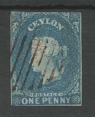 Ceylon Sg2a The 1857 - 9 Qv 1d Blue Cat £80