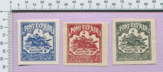 3 U S Scott 143l1,  143l3 & 143l5 Wells Fargo Pony Express Forgery Stamp S