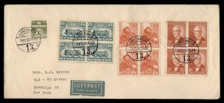 Dr Who 1950 Denmark Copenhagen To Usa Blocks Air Mail C125595