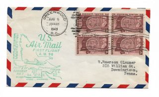 1949 First Flight Cover Am 98e15 Flown From Greenwood South Carolina