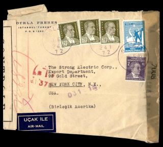 Mayfairstamps 1945 Turkey Double Censored Airmail To Us Cover Wwb47517