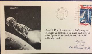 Early Sarzin Space Covers: 1966 Gemini 10 (young & Collins) Meet Agena 10
