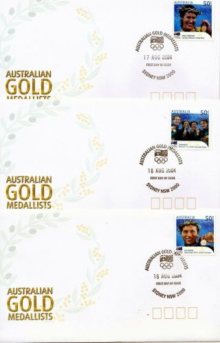 2004 Athens Xxviii Olympic Games Australian Gold Medallists Set Of 17 Fdcs