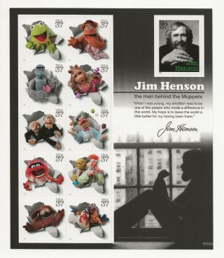 3944 Jim Henson & The Muppets Full Pane Of 11 Self Adhesive Stamps
