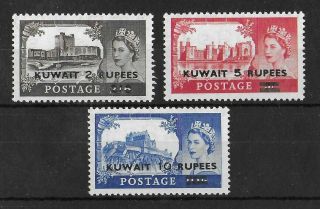 Kuwait 1955 - 1957 Nh Complete Set Of 3 Unchecked For Type