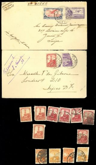 Mexico Airmail Stamp Cover 12 Stamps Hinged Mh Good Old Lot Y31
