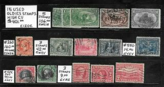 Usa 15 Oldies Stamps.  High Cv $401.  00.