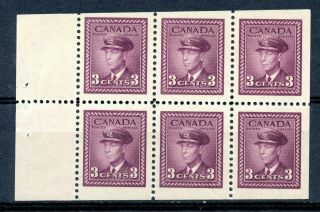 Weeda Canada 252c Vf Mnh Miscut Booklet Pane Of 6 With Large Tab,  Kgvi War Issue