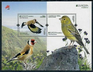 Portugal - Madeira Goldfinch,  Canary On 2019 Europa National Bird Issue Ss Mnh