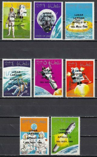 K7 State Of Oman Set Of 8 Space Stamps 1969 Mnh Apollo