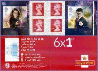 2018 Royal Mail Pm64 Cylinder Inverted Booklet Harry Potter On Sbp1i Paper