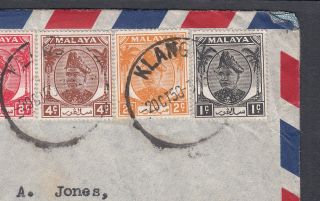 Malaya stamps on Airmail 1950 cover from Klang Selangor Malaysia to England 3
