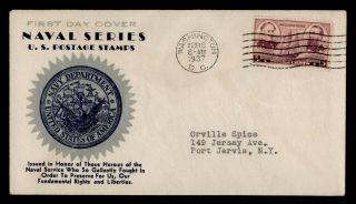 Dr Who 1937 Fdc Army/navy Heroes Farragut/porter Cachet E50127