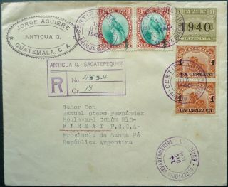 Guatemala 14 Dec 1941 Registered Postal Cover To Santa Fe,  Argentina - See
