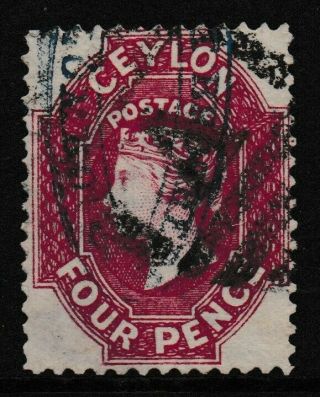 Pre Decimal,  Asia,  Ceylon,  Queen Victoria 4d Rose,  Sg65,  Cv£55,  2133