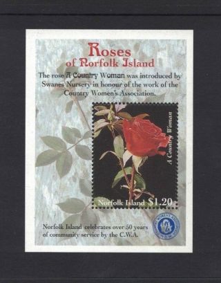 1999 Norfolk Islands Roses Of Norfolk Island Sg Ms706 Muh
