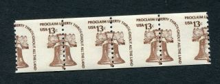1618 13c Liberty Bell Issue Of 1975 - Misperf Strip Of 4 - Mnh