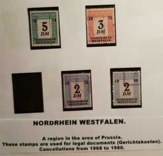Prussia Nordrhein Westfalen Documents Revenue Stamp Lot Germany E2177