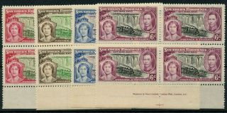 Southern Rhodesia Sg 36 - Sg 39 1937 Coronation Imprint Blocks Of 4 Cat £22.  00