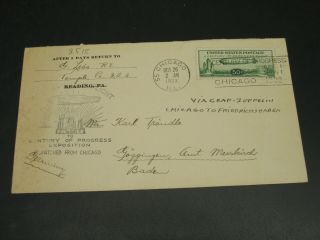 Usa 1933 Zeppelin Airmail Cover To Germany 2518