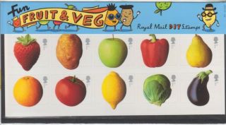 Gb 2003 Fruit And Veg Presentation Pack No.  345 Sg 2348 - 2357 Stamp Set
