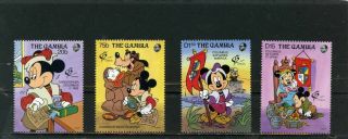 Gambia 1992 Walt Disney " World Stamp Expo Granada " Set Of 4 Stamps Mnh