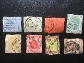 Hong Kong Group Of 8 Qv - Kgv With Different China Treaty Port Swatow Chops