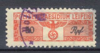 Germany Nazi Era Local Police Revenue Leipzig Stempelmarke Fiscal