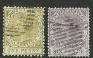 Australian States - Western Australia Qv Telegraph Stamps 1d And 6d -
