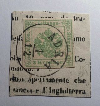 Italian States Lombardy Venetia 1853 2k On Piece.  €180, .