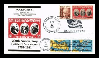 Dr Jim Stamps Us Battle Of Yorktown Fdc Combo Rockford Illinois Event Cover