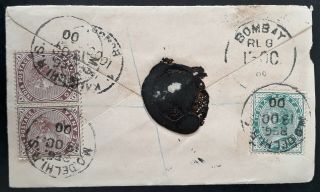 RARE 1900 India Stamped Cover with 3 QV stamps can M.  O.  Delhi to Bombay 3
