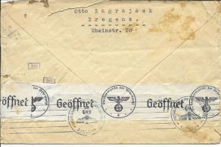 Germany Postal History Wwii Censored Cover Addr Switzerland Canc Yr 
