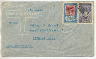 Argentina 1932 Commercial Airmail Cover From Buenos Aires To Czechoslovakia