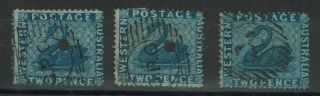 Australian States - Western Australia 1861 Issues 2d Blue 2 With Punctures