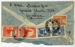 Argentina 1940 1.  45p Lati Airmail Cover From Villa Diamante To Berlin Germany