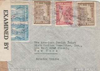 1942 Bolivia Censored Cover To Ny,  Airmail,  Hand Stamped