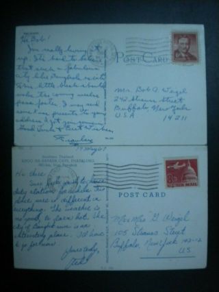 2 Vietnam War Era U.  S.  Army & Air Force Apo Cancels On Postcards,  1966 - 1967