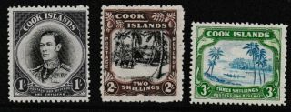 Pre Decimal,  Pacific,  Cook Islands,  1938 Hv Set Of 3,  Mh,  Sg127 - 129,  Cv£90,  2395