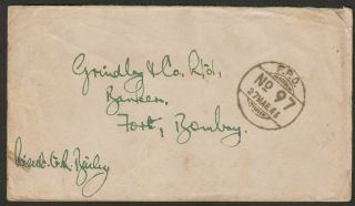 Indian Army Fpo No 97 March 1946 Unstamped Cover Moulmein,  Burma To India
