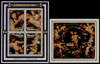Aitutaki 412 - 3 Mnh Christmas,  Art,  Paintings,  Rubens,  " Virgin With Garland "