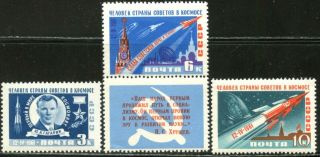 Russia Sc 2463 - 2465 1961 Yuri Gagarin 1st Man In Space Complete Og Nh