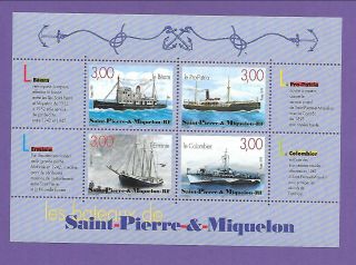 St.  Pierre & Miquelon Sc 683 Nh Issue Of 1999 - Souvenir Sheet - Ships