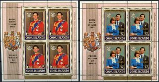 Cook Islands 1987 Sg 1153 - 1156,  1982 Royal Birth Mnh Surch Sheetlet Set D96937