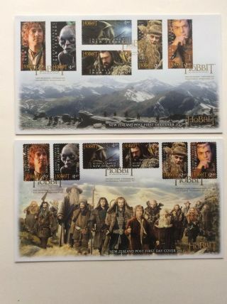 Zealand 2012 Fdcs The Hobbit (2 Covers) Normal & Self - Adhesive Versions.