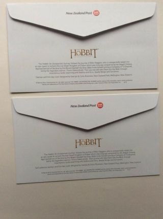 Zealand 2012 FDCs The Hobbit (2 Covers) Normal & Self - adhesive Versions. 4