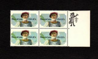 Scott 2024 - Ponce De Leon - Zip Code Block Of 4 (20 Cent) Stamps - Og - Mnh